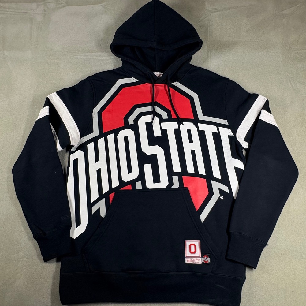 Mitchell & Ness Ohio State Buckeyes Hoodie Black Red Large Mens Sweatshirt